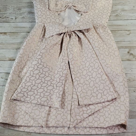 ERIN by Erin Fetherston Josette Dress in White & Gold Open Long Bow‎ Back Size 4 - Picture 8 of 8